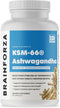 Brain Forza KSM-66 Ashwagandha Organic Pure Root Extract, Strongest 1,000mg Dose, High