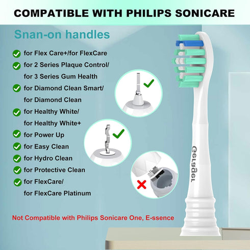 Replacement Toothbrush Heads for Philips Sonicare Replacement Heads, Replacement Brush Heads Compatible with Philips SoniCare Electric Toothbrushes Handle, for Snap-on System, 12 Pack, Refills