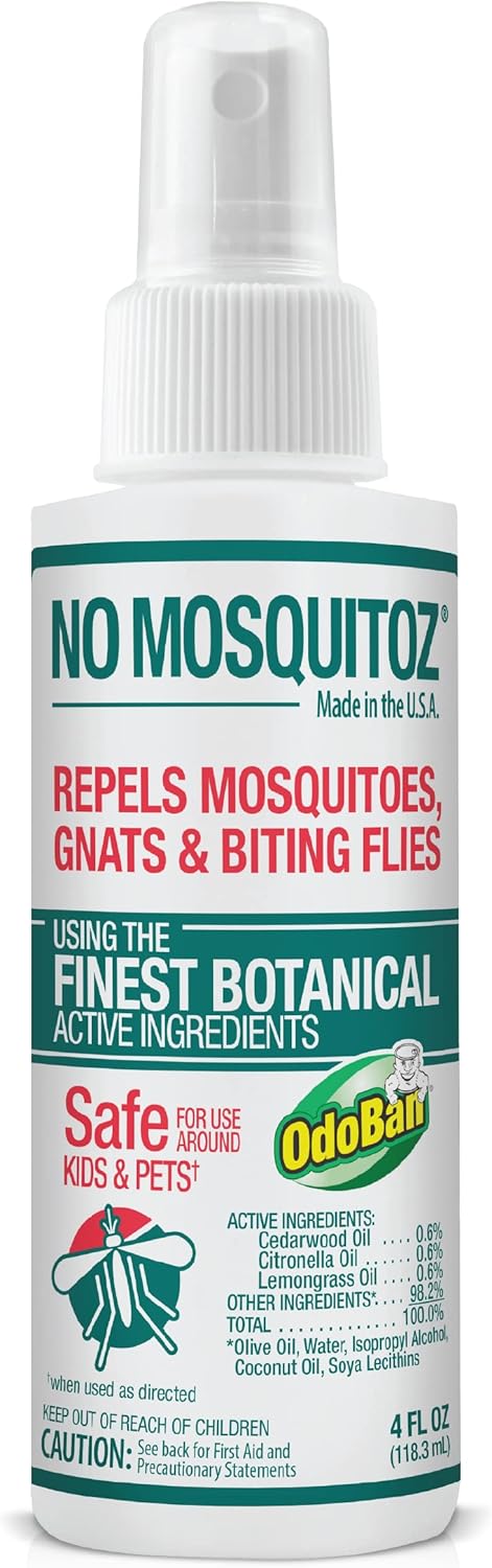 No Natz No Mosquitoz Botanical Bug Repellent, 4 Ounce Spray Bottle, DEET-Free and Non-Greasy