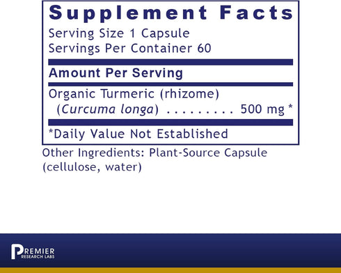 Premier Turmeric, 60 Capsules, Vegan Product - Premier Quality Turmeric for Premier Liver Support