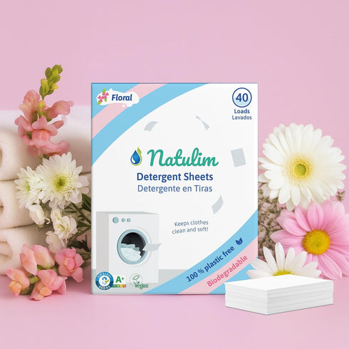 Natulim 40 Laundry Detergent Sheets Loads Laundry Soap Sheets, Eco-Friendly Biodegradable Strips, Plastic-Free