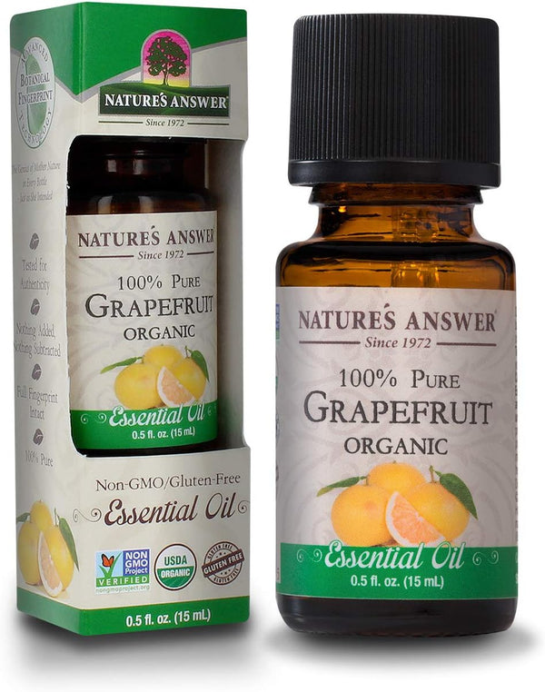 Nature’s Answer USDA Organic Grapefruit Essential Oil - 100% Pure Aromatherapy Oil - 0.5 fl oz (15ml)