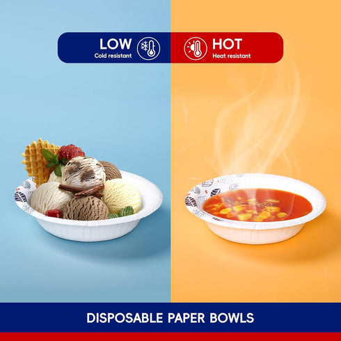 JOLLY CHEF 156 Count Paper Bowls - 12 oz Soak Proof and Cut Proof Microwave Safe Heavy Duty Disposable Bowls