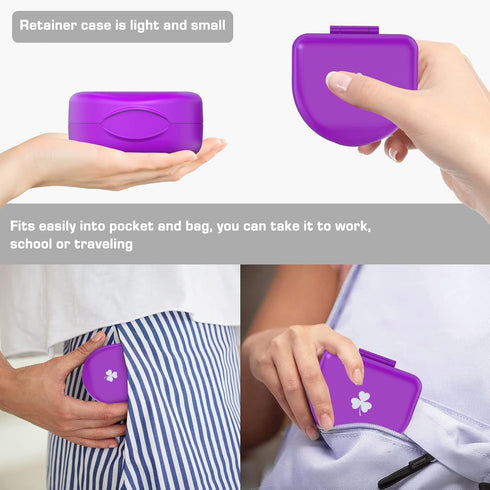 BVN Orthodontic Retainer Case - Slim Dental Case for Braces, Mouth Guard, Denture, and Teeth Aligner (Purple)