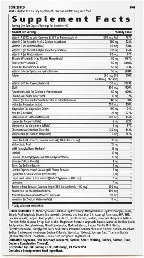 GNC Women's Multivitamin Active Without Iron, 180 Caplets for Bone & Joint Health