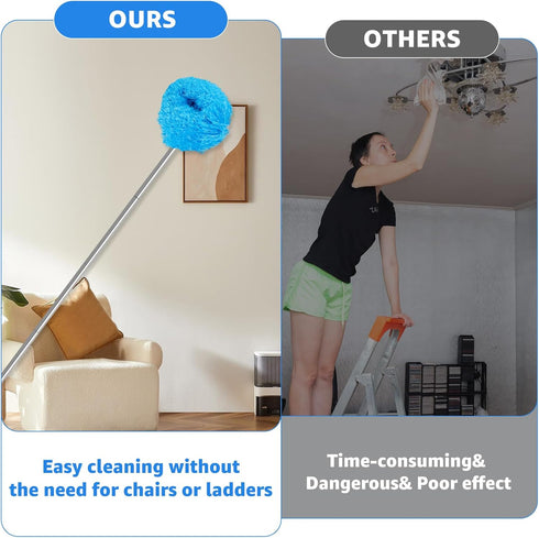 Ceiling Fan Cleaner Duster - Reusable Microfiber Ceiling Fan Blade Cleaner with Extension Pole for Cleaning