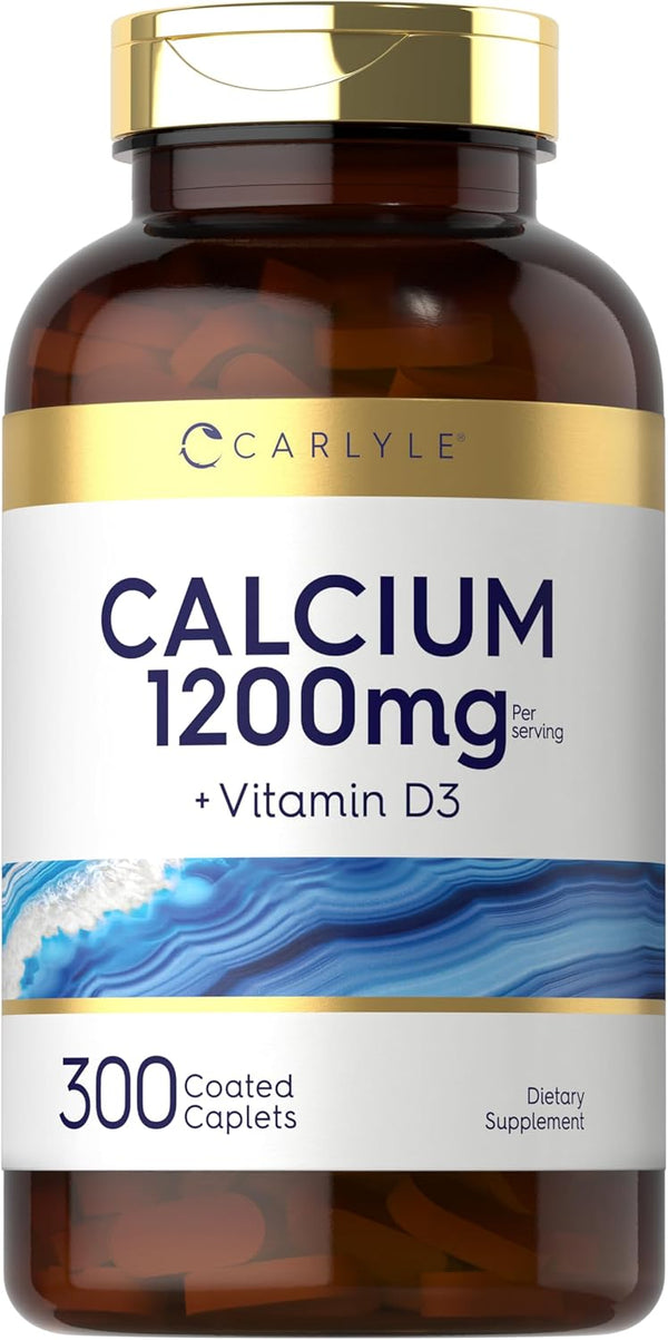 Carlyle Calcium 1200mg with Vitamin D3 - 300 Caplets, Non-GMO & Gluten Free