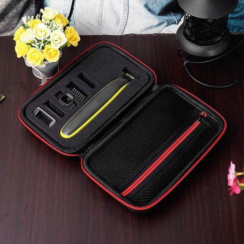 Nylon TPU Electric Shaver Storage Bag for Men Hair Shaving Tool, Organizer for QP2520/90/70 (Black Red)