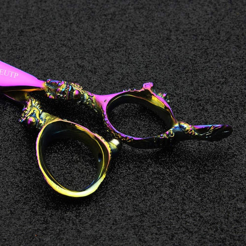 Professional 6.0 Inch Rainbow Color Dragon Handle 440C Salon Hair Cutting Shear, Perfect for Barber Stylist and Home Use