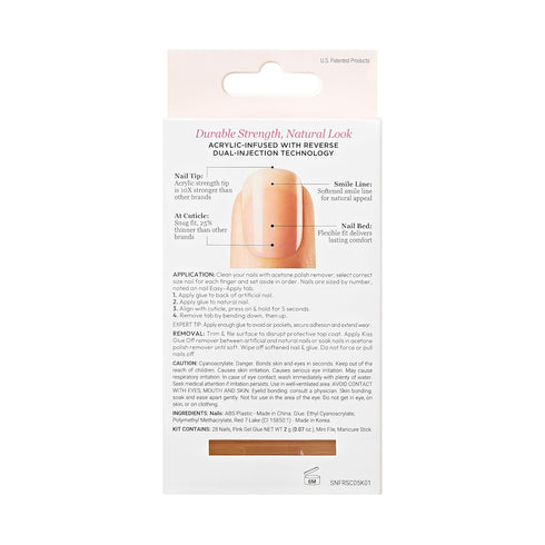 KISS Salon Acrylic Nude French Tip Press On Nails Short, ‘Breathtaking’, Beige, Includes 28 Fake Nails