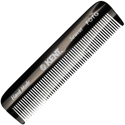 Kent FOT Black Graphite Fine Tooth Comb for Men, Handmade Pocket Comb for Travel, Styling, and Grooming