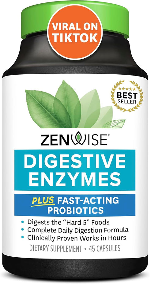 Zenwise Digestive Enzymes - Probiotic Multi Enzymes with Probiotics and Prebiotics for Bloating Relief for Women and