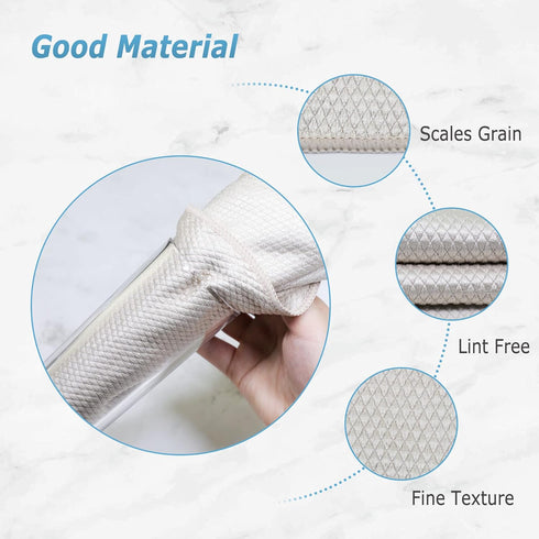 Microfiber Cleaning Cloths, 10 Pcs, 12×16 inch, Lint Free, No Odor, Beige Fish Scale Towels for Cars, Glass, Kitchen