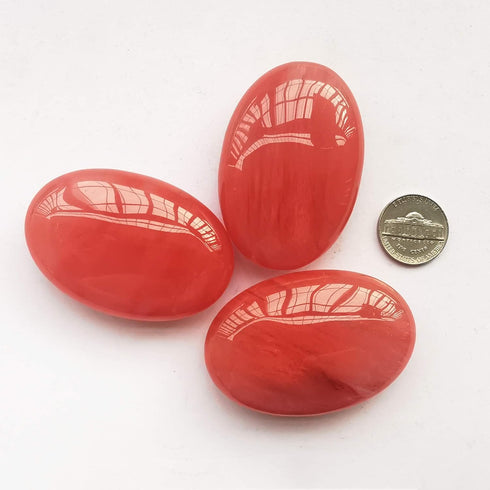 Cherry Quartz Oval Palm Pocket Healing Crystal, Massage Spa Energy Stone for Therapy Geometry Chakra Balancing