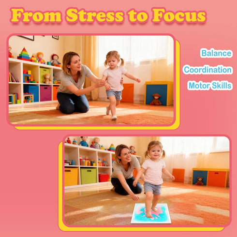Kids:1 12x12 Inch Sensory Tiles Floor Mats for Piece Liquid Active Color-Changing Pads with Anti-Slip Base Leakproof
