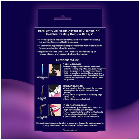 DenTek Gum Health Advanced Cleaning Kit, Oral Care Hygiene Kit with Gum Gel, Massager, and Plaque Scraper