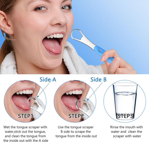 4 Pcs Stainless Steel Tongue Scraper Cleaner for Adults and Kids, Travel Cases for Oral Mouth Care (Green, Blue, Black,