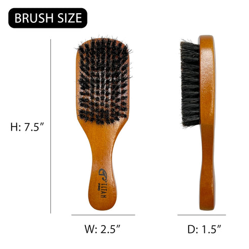 Titan Club Wave Brush for Men - Durable Wooden Handle, 100% Natural Boar Bristles, Soft for All Hair Types & Textures
