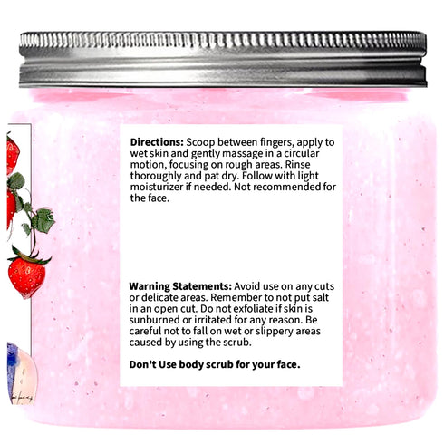 Strawberry Ice Cream Sugar Scrub, 10 oz Natural Strawberry Formula for Skin-Polishing Care