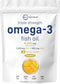 Triple Strength Omega 3 Fish Oil Supplements, 4200mg Per Serving, 240 Softgels - Lemon Flavored, EPA 1200mg + DHA 900mg