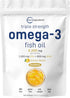 Triple Strength Omega 3 Fish Oil Supplements, 4200mg Per Serving, 240 Softgels - Lemon Flavored, EPA 1200mg + DHA 900mg