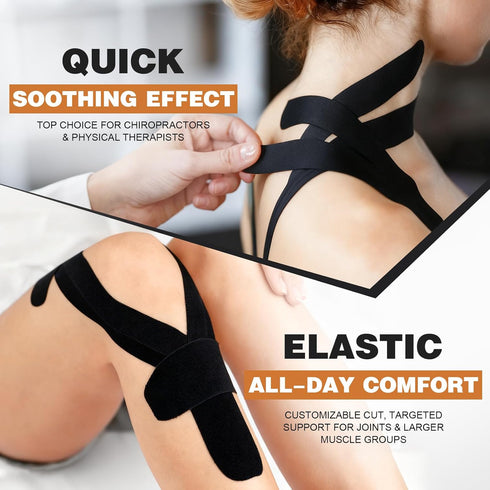 TEAWOO 2 (2in 16.4Ft) TEAWO Kinesiology Tape Rolls X Waterproof, Hypoallergenic, Latex-Free Athletic Tape, Muscle