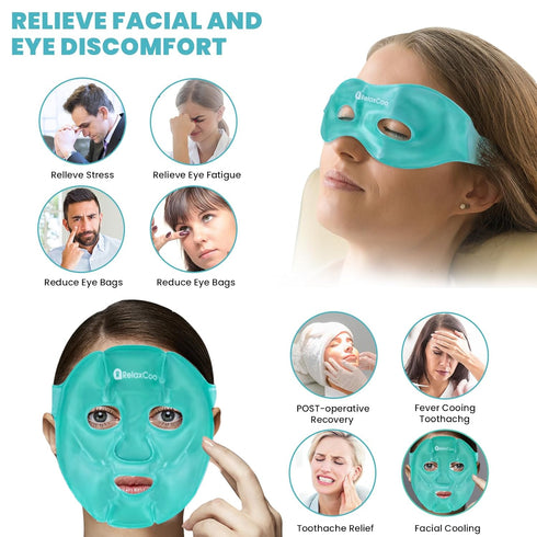 Ice Face Eye Mask for Dark Circles and Puffiness, Cold Warm Compress Gel Mask Package for Women and Men