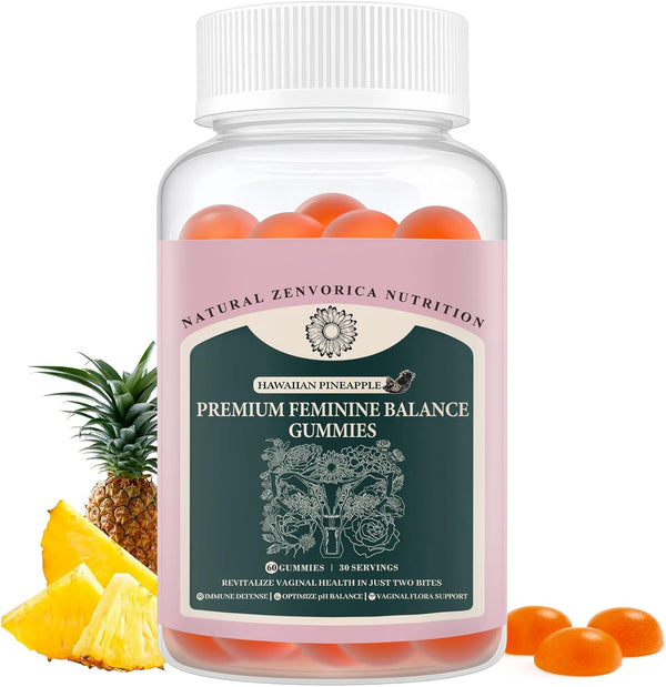 Zenvorica Premium Feminine Balance Gummies for Women - Hawaiian Pineapple pH Balance Probiotic