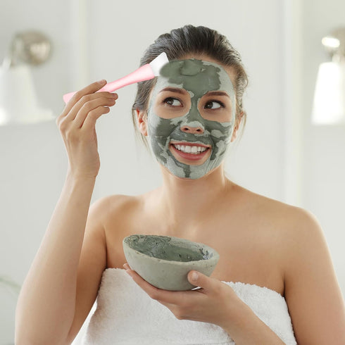 Silicone Facial Mask Applicator, 4 Pcs Reusable Double-End Brush for Clay, Cream, and Gel Masks