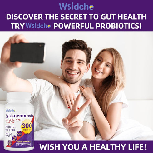 300 Billion AFU Akkermansia Probiotic, GLP-1 Probiotic for Women & Men, Enhances Gut Digestive Lining Function, 60 Caps