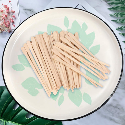 JANYUN 200 Pcs Wooden Eyebrow Waxing Sticks with Handle for Hair Removal - Face and Eyebrow
