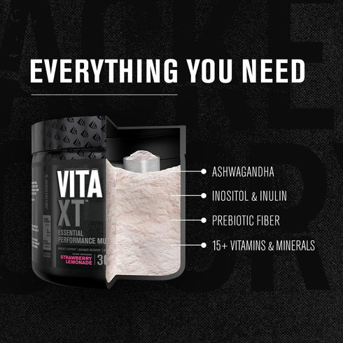 Jacked Factory Vita XT Performance Vitamin Powder, Daily Multivitamin for Men with KSM-66 Ashwagandha, 30 Servings,