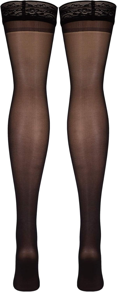 Truform Sheer Compression Stockings – 8-15 mmHg, Women's Thigh High Length, 20 Denier, Black, Small
