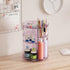 Rotating Makeup Organizer for Vanity, Adjustable Spinning Tray, Cosmetic Display Case with Brush Holder & Perfume Tray