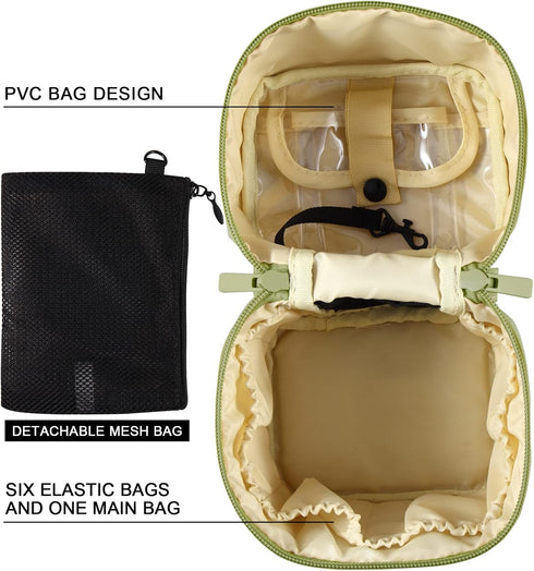 Makeup Bag Travel Cosmetic Organizer, Small Makeup Brush Holder, Cute Portable Toiletry Storage Bag for Women