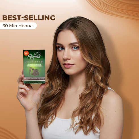 Reshma Beauty 30 Minute Henna Hair Color, Light Brown, 1.05 oz, 100% Gray Coverage, Semi-Permanent Ayurveda
