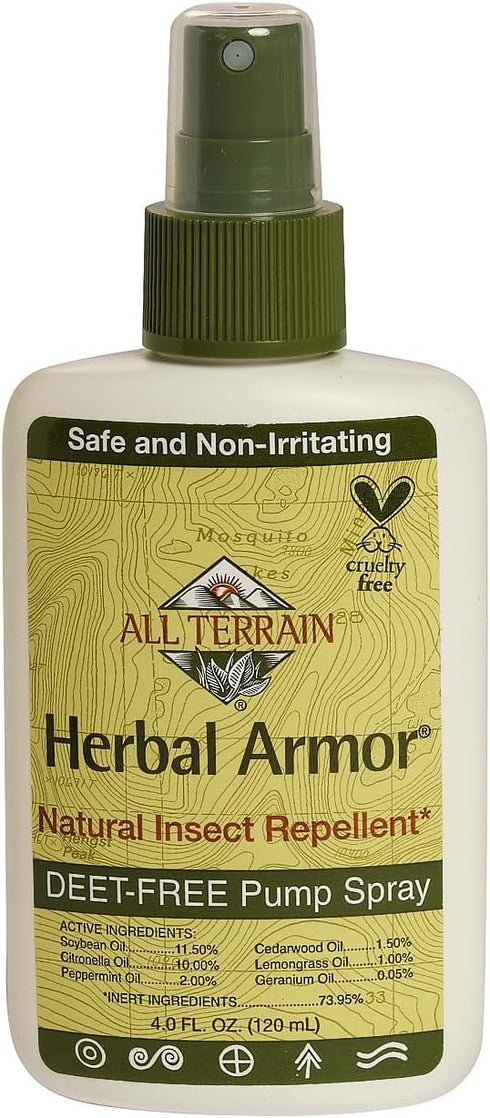 Herbal Armor DEET-Free Pump Spray, 4oz Insect Repellent, Plant-Based, Safe for Family and Pets