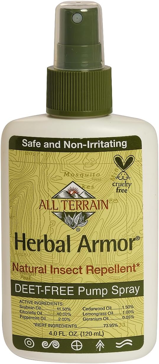 Herbal Armor DEET-Free Pump Spray, 4oz Insect Repellent, Plant-Based, Safe for Family and Pets