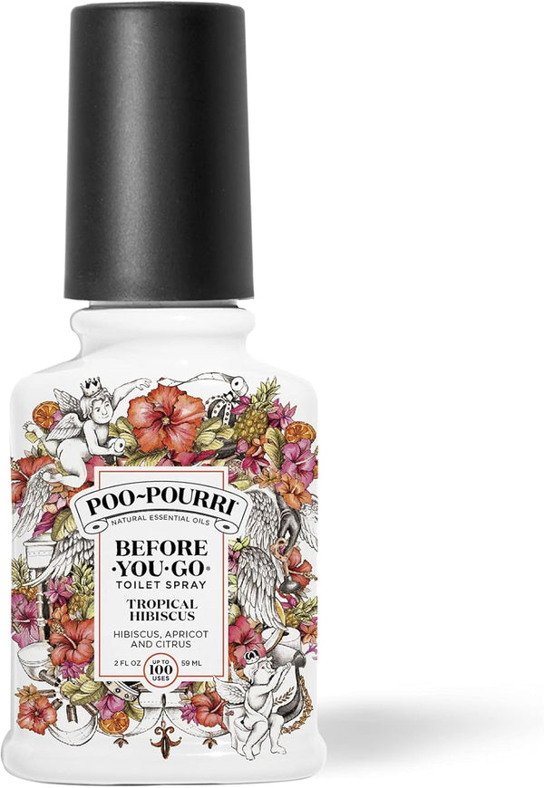Poo-Pourri Before-You-Go Toilet Spray, Tropical Hibiscus - 2 Fl Oz with Hibiscus, Apricot and Citrus