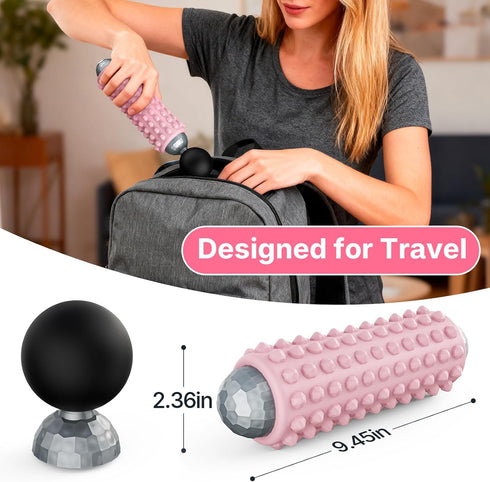 JALEBRO 4 2-in-1 Mini Electric Massage Roller Speeds Vibrating Massage Ball, Portable Muscle Massager Gun & Roller