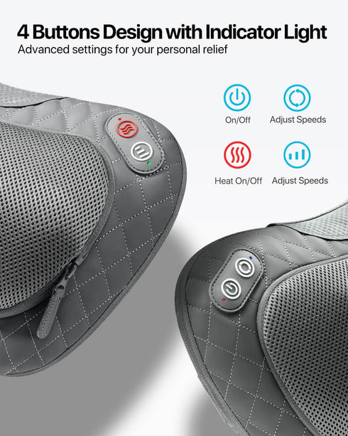 Heat,3D ALLJOY Shiatsu Neck and Back Massager with Soothing Kneading Massage Pillow for Muscle Pain Relief, Use