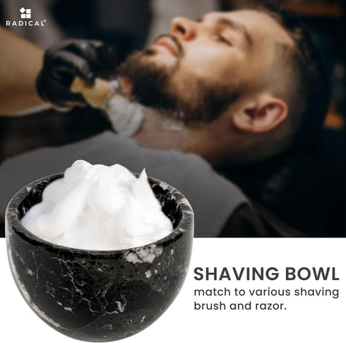 Radicaln Marble Shaving Cream Bowl, Handmade Black 4' x 3' Inches, Barber Supplies for Shaving Gel