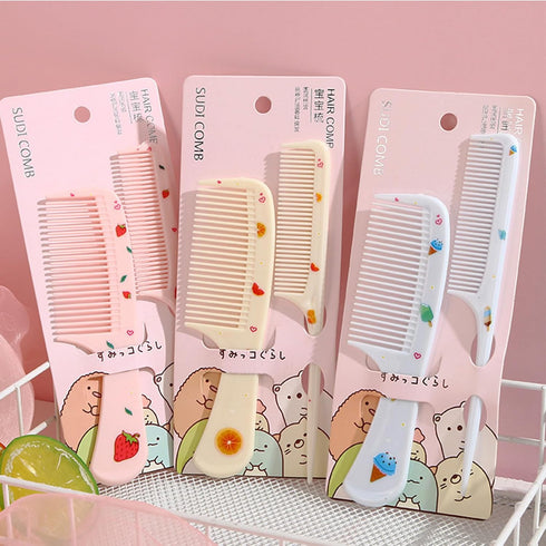 2 Piece Mini Hair Comb Set, Small Cute Anti-Static Fine Tooth Rat Tail Comb for Wet and Dry (Blue Ice Cream)