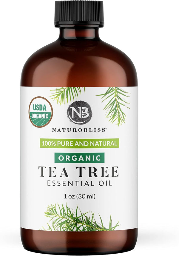NaturoBliss Organic Tea Tree Essential Oil, 100% Pure Therapeutic Grade, 1 fl. Oz / 30 ml for Aromatherapy