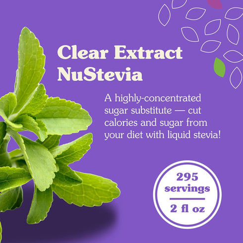 NuNaturals Clear Extract Stevia, Plant-Based Sweetener, Unflavored, 2oz Glass Bottle