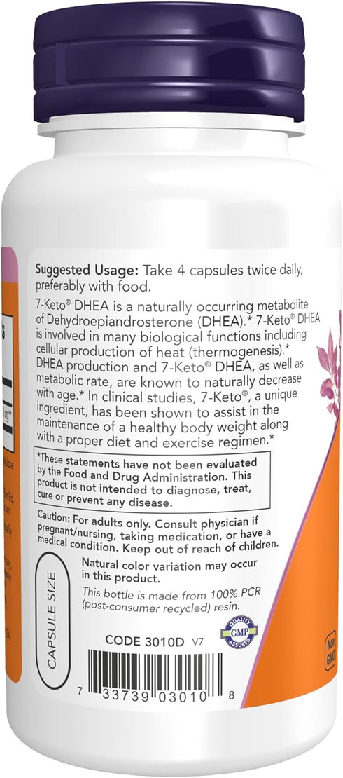 NOW Foods 7-Keto (DHEA Acetate-7-one) 25 mg, Weight Management*, 90 Veg Capsules