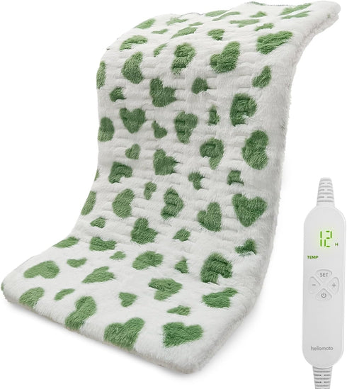 12" x 24" Heating Pad for Back Pain Relief, Electric Heating Pad with 12 Heat Settings, Machine Washable, Green
