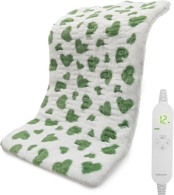 12" x 24" Heating Pad for Back Pain Relief, Electric Heating Pad with 12 Heat Settings, Machine Washable, Green