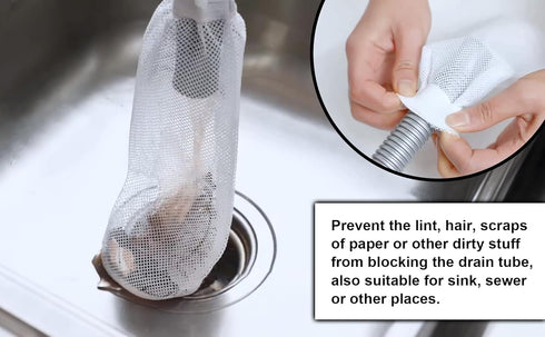 32-Piece Lint Trap Set for Washing Machine, Includes 8 Nylon Mesh Traps and 24 Cable Ties, Effective Lint Filtration