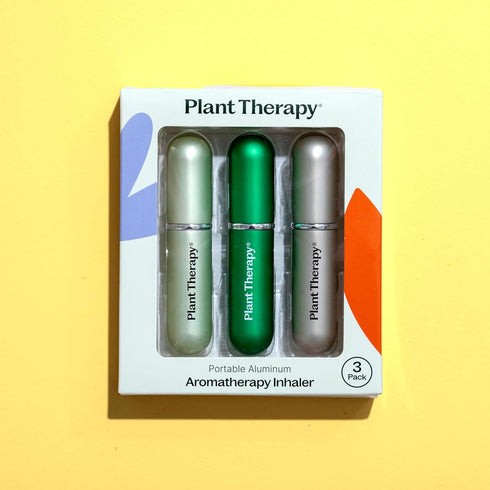 Plant Therapy Essential Oils Aromatherapy Nasal Inhaler Multi-Color Sticks, 3-Pack Portable Aluminum & Glass Inhalers